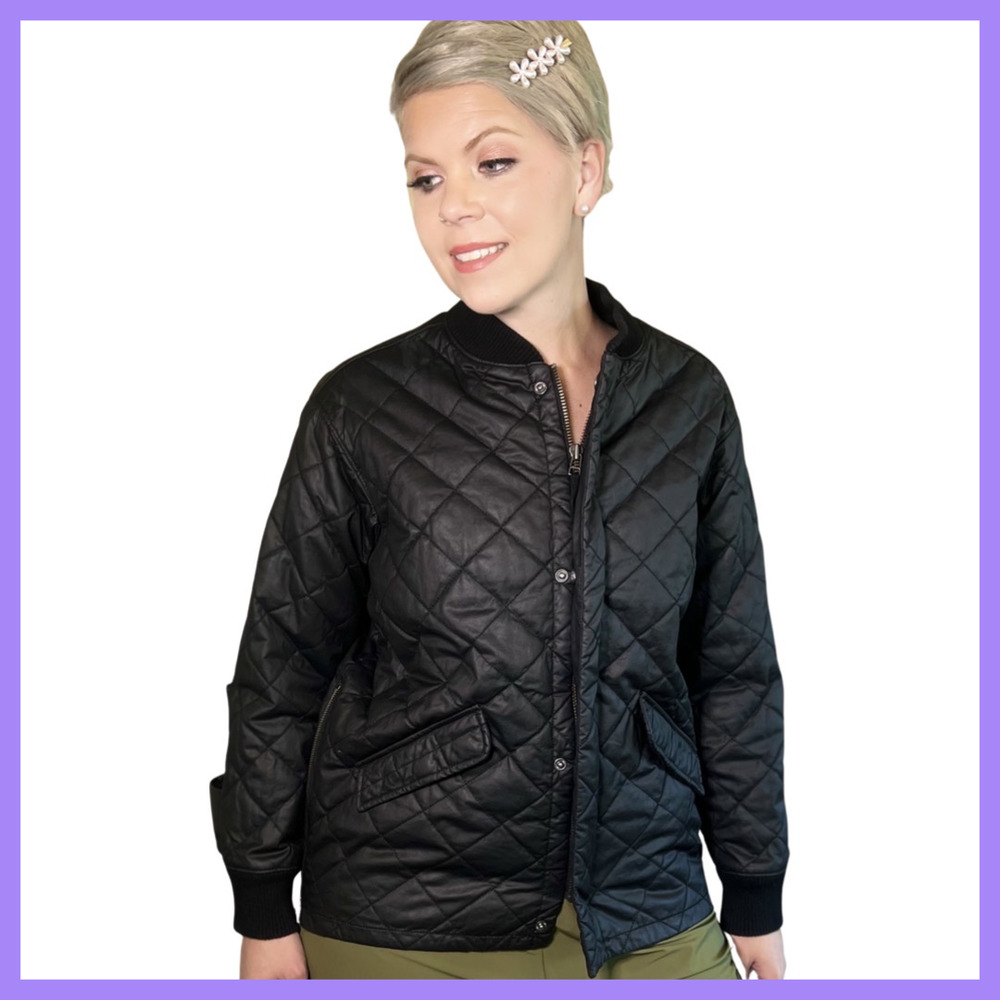 Madewell Black Quilted Session Bomber Jacket (Size Medium)